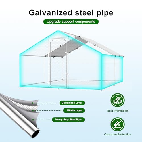 Large Metal Chicken Coop with Waterproof and UV-Resistant Cover