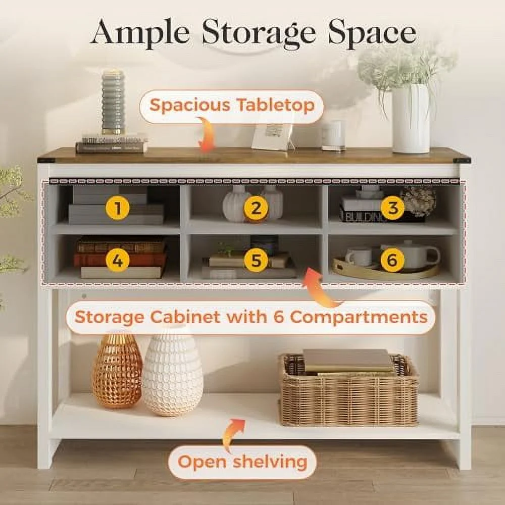 TJUNBOLIFE Farmhouse Entryway Table with   46"