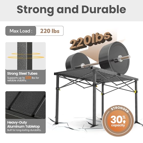 Portable Outdoor Camping Table Large for 2-6 Person - Foldable Camp Table with Aluminum Roll-Up Top & Carry Bag for BBQ, Tailgating, Backyard