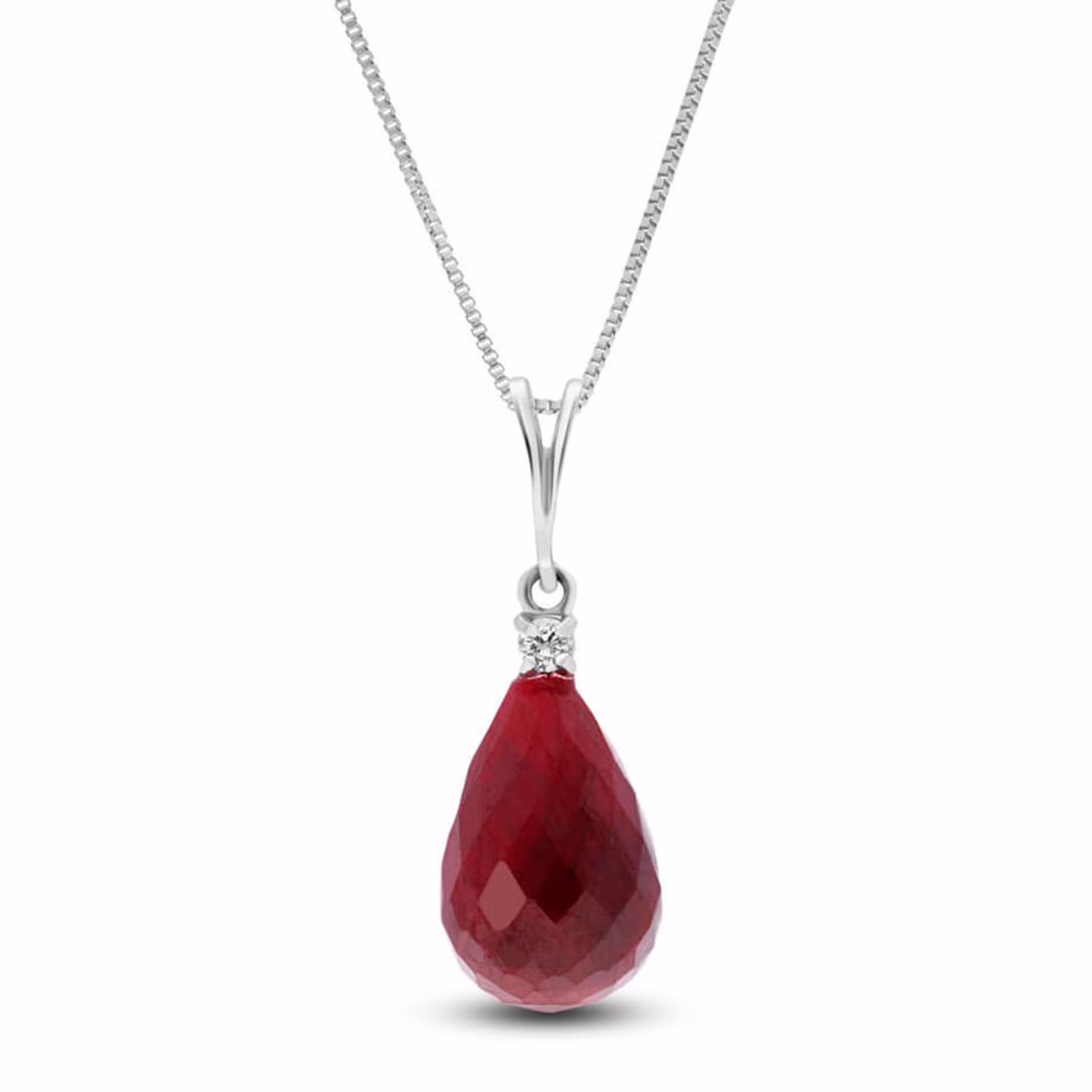 Galaxy Gold 14k 18" Solid White Gold Necklace Diamond Ruby