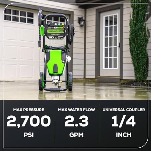 Greenworks 3000 PSI Pressure Washer (2.0 GPM Max) with Foam Cannon – Easily Remove Dirt and Grime on Siding, Fences, Patios,