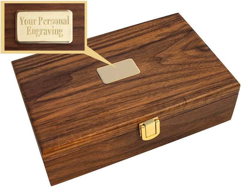 Alex Cramer The Nines Double-9 Domino Set. American-Made Solid Walnut Case Holds Our 55-Piece Set of Dominoes (Domino Set with Personalized Brass