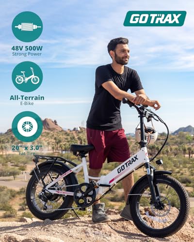 Gotrax 20" Folding Electric Bike with 55 Miles (Pedal-assist1) by 48V Battery, 20Mph Power by 500W, Smart LCD Display and 5 Pedal-Assist Levels