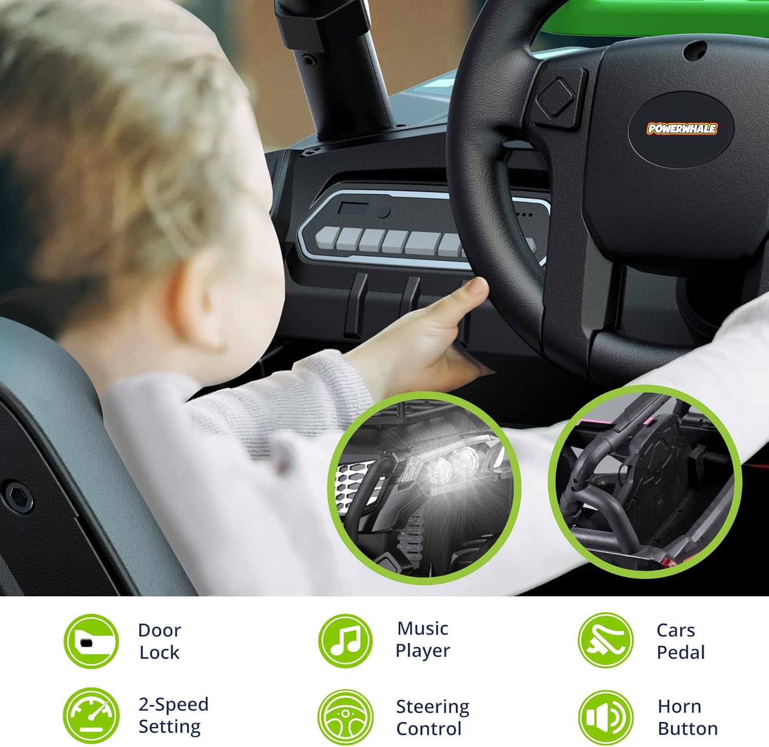 Ride On Car for Kids - 24V UTV Battery Powered Ride On Toys with Remote Control 4WD Kids Electric Car, 4.2Mph High Speed