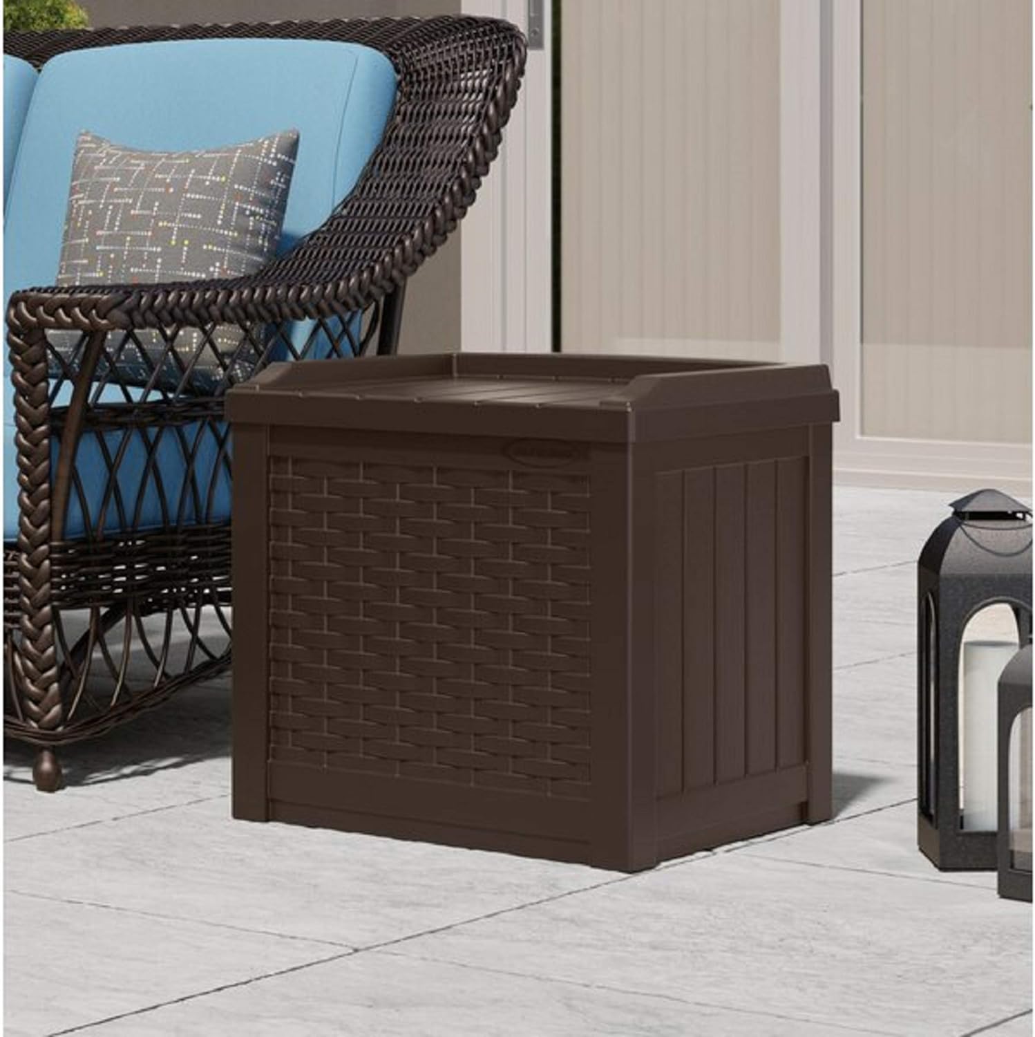 22 Gallon Small Deck Box with Storage Seat - Weather Resistant, Water Resistant