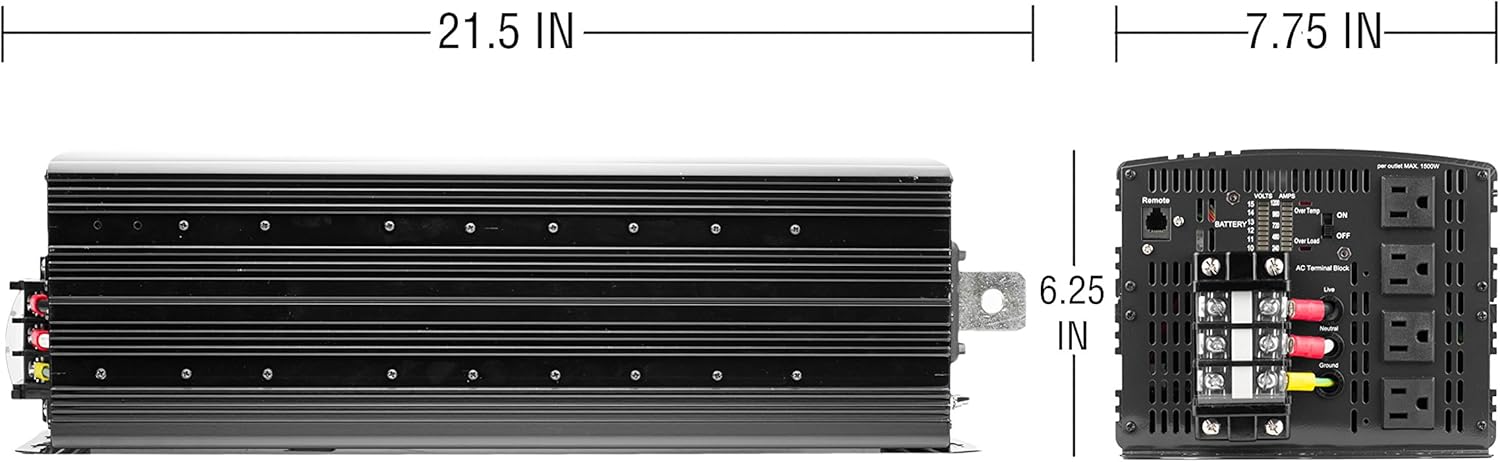 Wagan EL3748 12V 10000 Watt Power Inverter with Remote Control, 20000 Watt Surge Peak