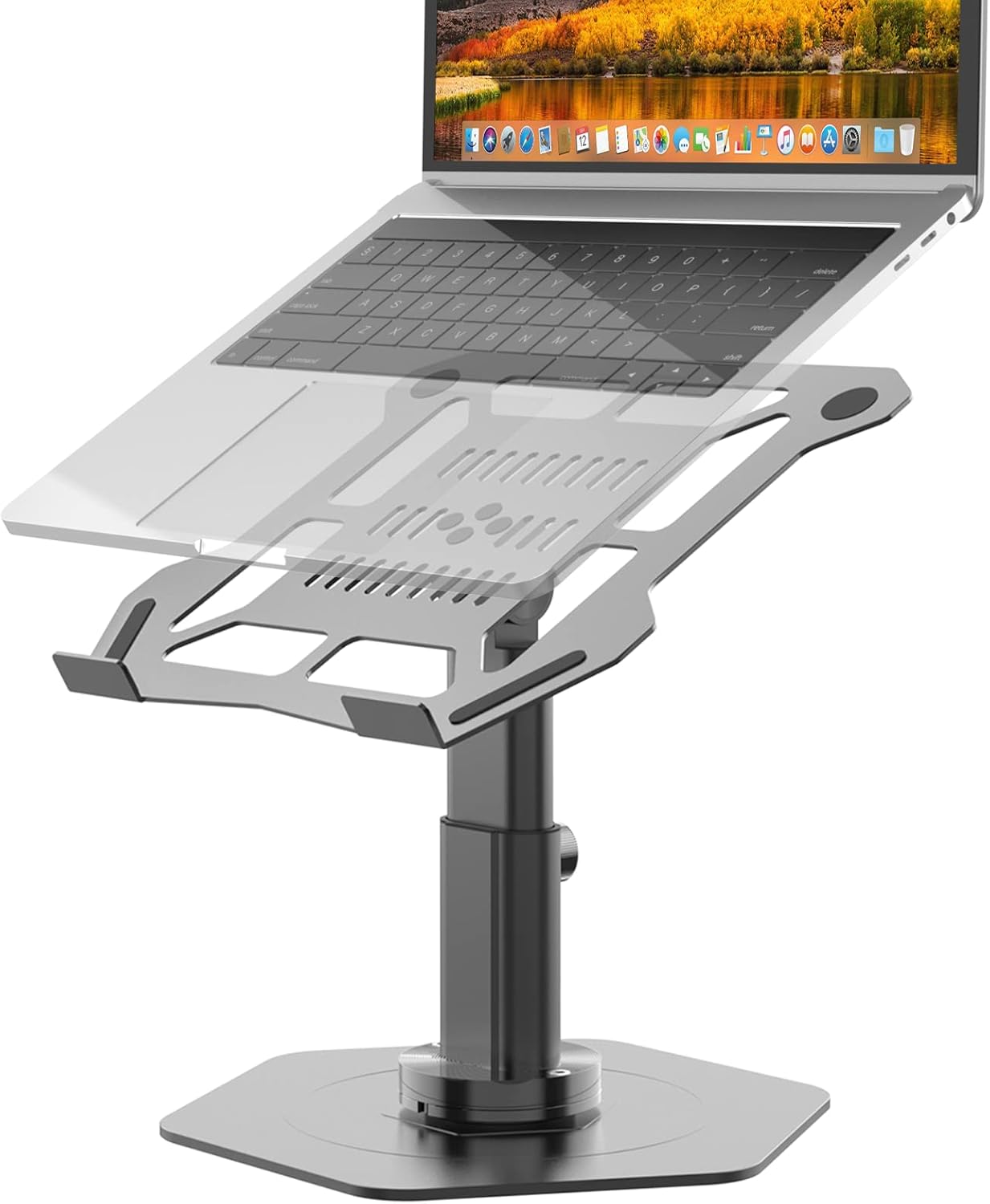 Adjustable Laptop Stand - 360° Rotating of Laptop Riser Stand with Mechanical Sound, Swivel Laptop Stand for Desk Compatible with 10-15.6 inch Laptop