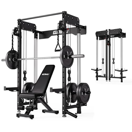WM3-V4 Folding Squat Rack, Wall Mounted Power Rack with Dual Independent Pulley System