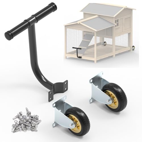 Flehomo Chicken Coop Wheels Kit, 2 Pack 4" Caster Wheels and A Lifting Handle for Easy Movement