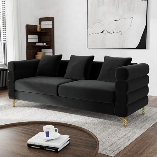 Cloud Couch for Living Room, 79" Modern Overstuffed Deep Seat Boucle Sherpa 3 Seater Sofa with 3 Pillows