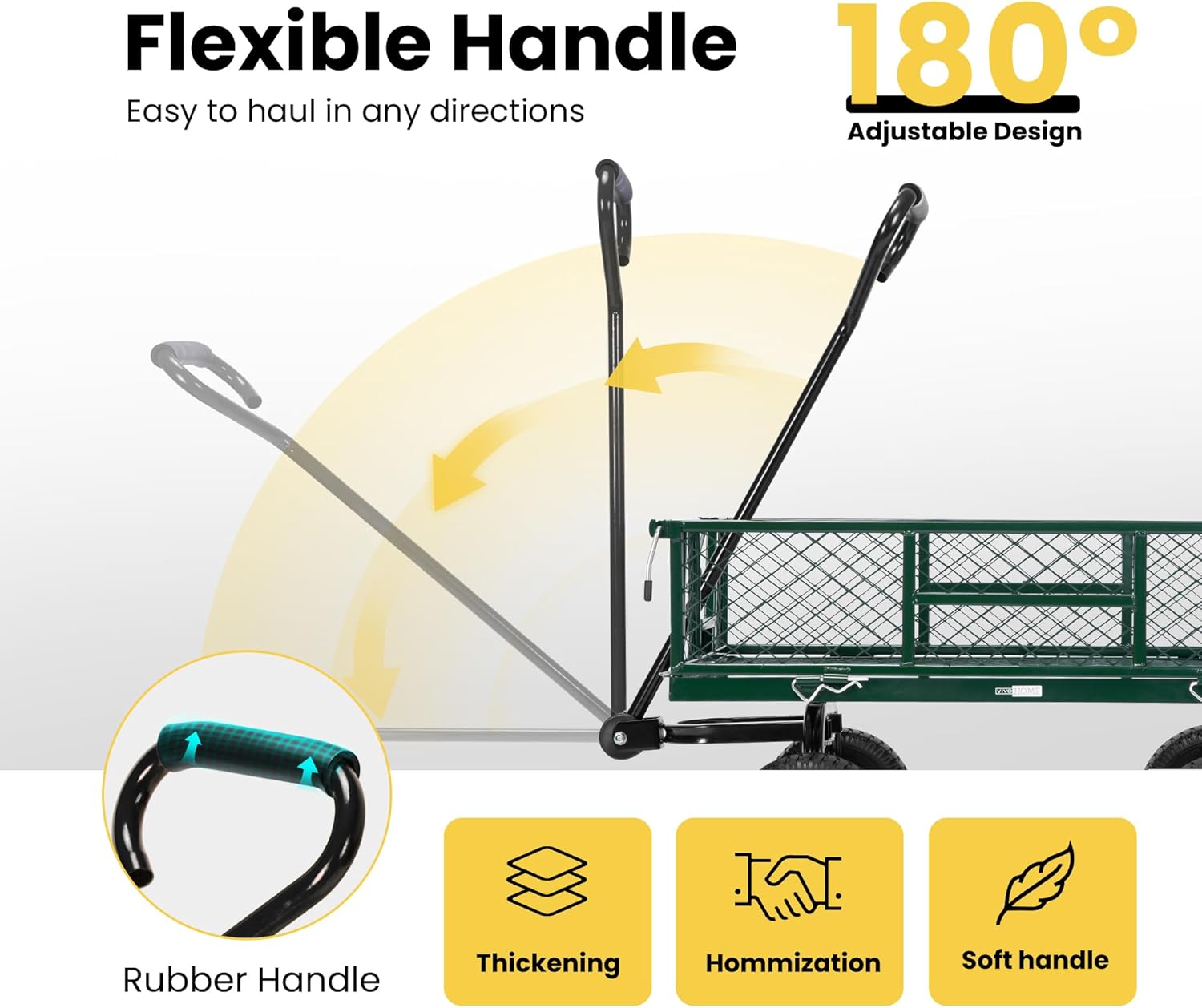 VIVOHOME Heavy Duty 880 Lbs Capacity Mesh Steel Garden Cart with Removable Sides and 4.10/3.50-4 inch Wheels (Black) and Heavy Duty 550 Lbs Capacity