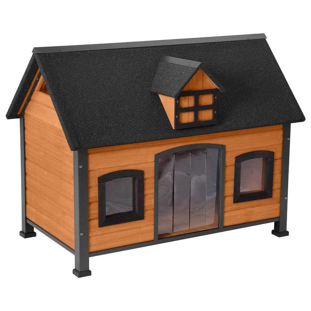 aivituvin Premium Wooden Dog House Iron Frame and Asphalt Roof AIR90 - Pet Supplies online store