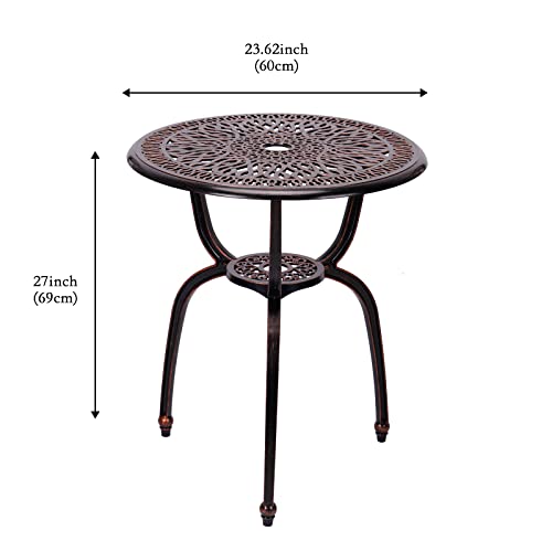 C/G 3 Piece Bistro Set,Outdoor Patio Set,Anti-Rust Cast Aluminum Bistro Table Set for Park Yard Front Porch Furniture(Antique Copper)