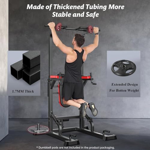 Pooboo Power Tower Dip Station Pull Up Bar for Fitness Home Gym Workout,Multi-Function Adjustable Height Fitness Strength Training Exercise Equipment