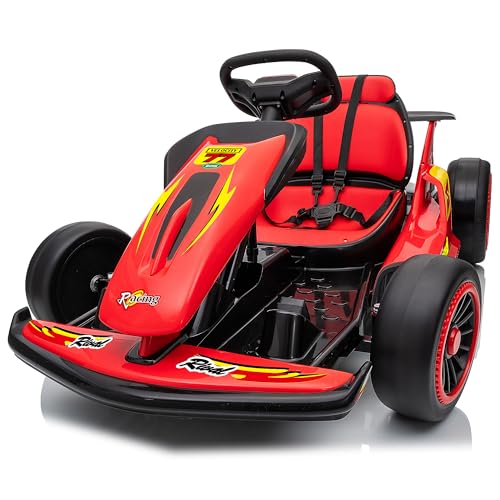 24V Electric Go Kart for Kids, 400W Drift Cart with EVA Tires, High/Low Speed, Max Speed 8.1 MPH, Music, Wireless