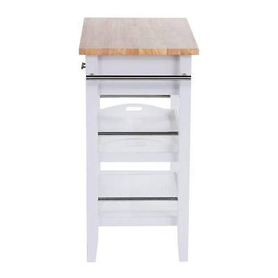 Trinity Wood Kitchen Cart with Drawers Tray - White