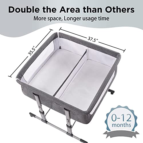 Ihoming Twin Bassinets for Baby, Double Bassinet Bedside Sleeper for Twins, Double Bassinets Sleeper for 2 Babies