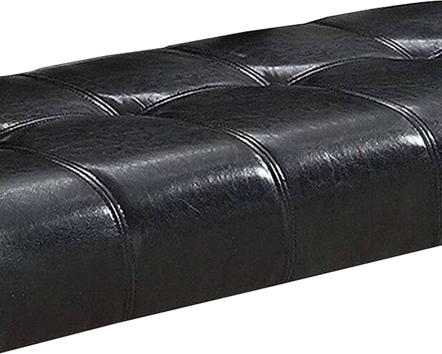 Upholstered Dining Room Bench Ottoman Medium Brown Leather