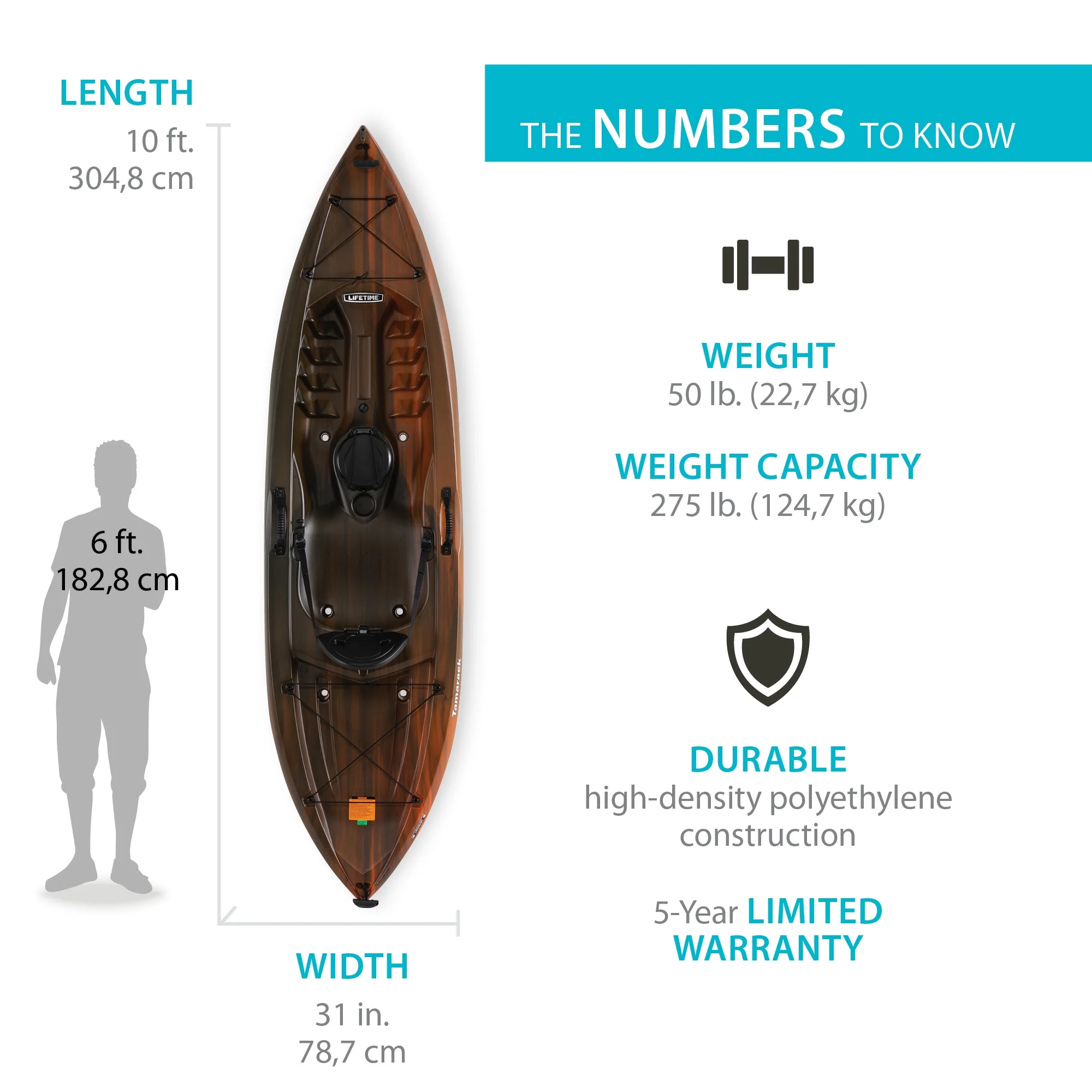 Lifetime Tamarack 100 Sit-on-Top Kayak, Tiger Fusion (91105)