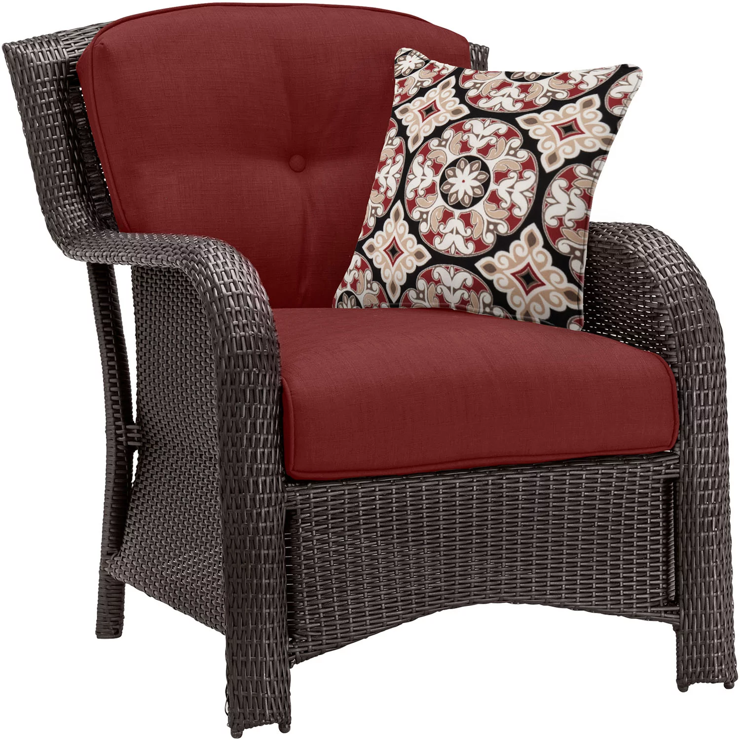 Hanover Strathmere 6-Piece Wicker Outdoor Conversation Set, Crimson Red