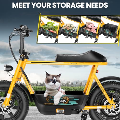 Caroma Peak 500W/800W/1200W Electric Scooter with Seat, 16 * 3" Fat Tire Ebike for All-Terrain, Max 15/25/30 Miles Ranges&20MPH