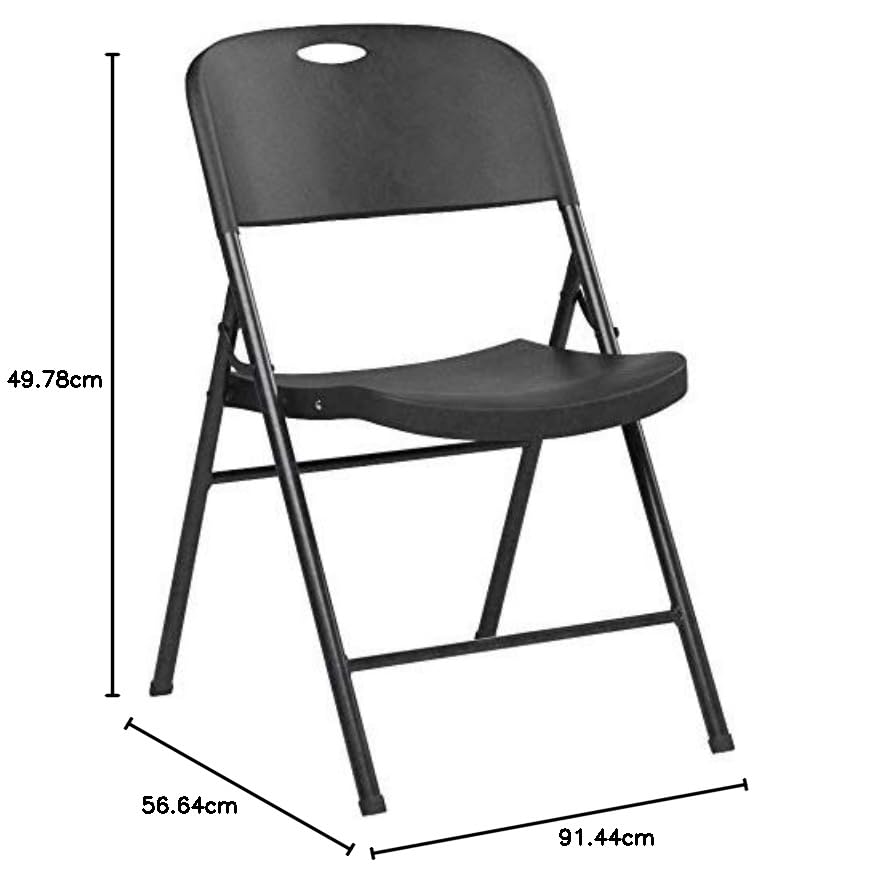 Amazon Basics Sturdy Foldable Plastic Chair, Portable, 350-Pound Capacity, White, 6-Pack