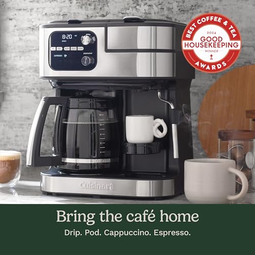 Cuisinart Coffee Center Barista Bar 4-in-1 Coffee Maker, Single-Serve Pods Compatible, Coffeemaker, Three Brewing Sizes, SS-4N1MBNAS, Black