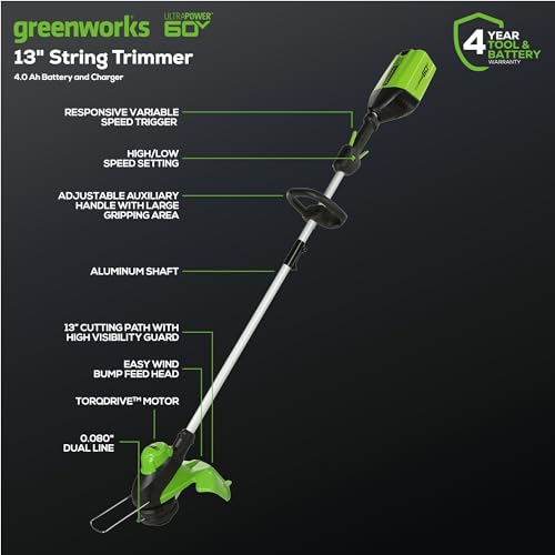 Greenworks 40V Cordless String Trimmer + Leaf Blower Combo Kit, 2.0Ah Battery and Charger Included