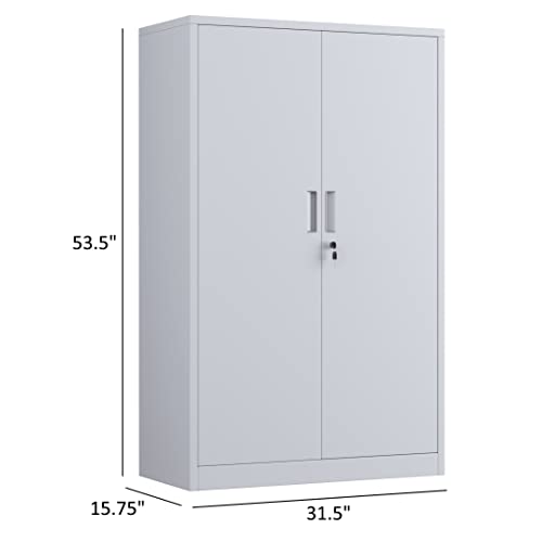 Metal Storage Cabinet with Locking Doors and 3 Adjustable Shelves