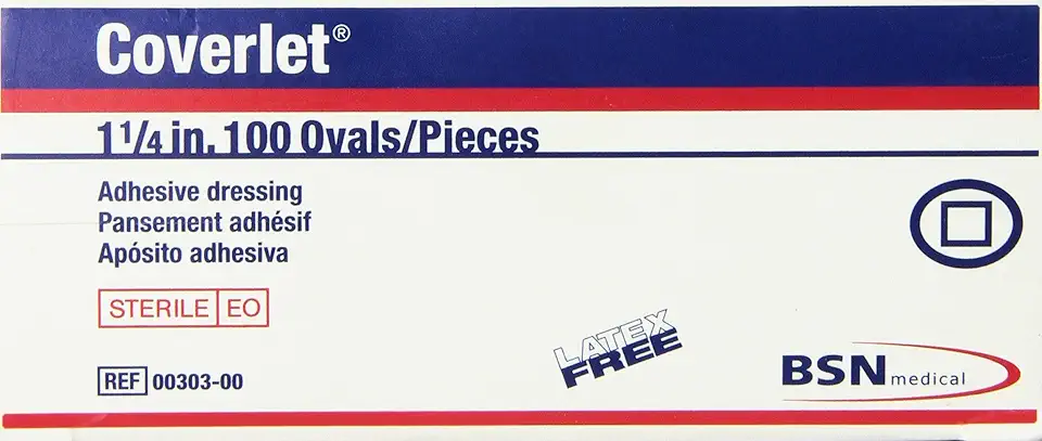 Coverlet Adhesive Dressing - 1 1/4" Oval - 4 Box of 100, 100 Count - Kansas Nuitrition - HNZSDS