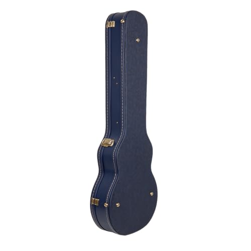 Crossrock Relief Series 335 Guitar Case for ES-335 & Semi-Hollow Electric Guitars | Carved Smoke Blue Finish, Monochrome Blue Velvet Interior