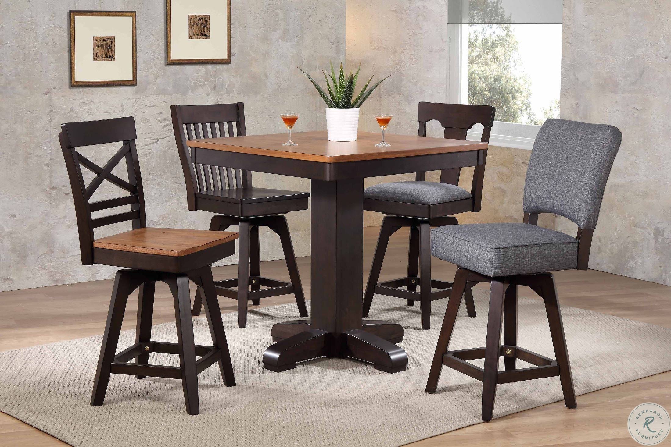 Eci Furniture Choices Black Oak Counter Stool with Slat Back Set of 2