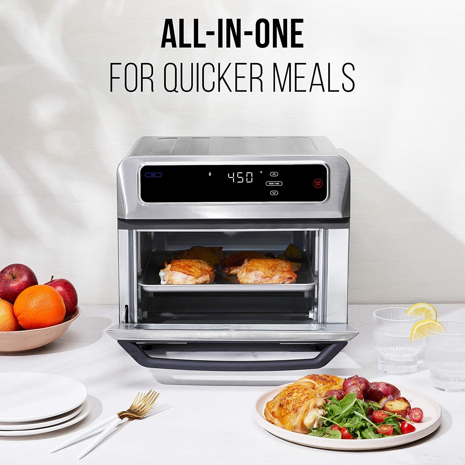 CHEFMAN Air Fryer Toaster Oven XL 20L, Healthy Cooking & User Friendly, Countertop Convection Bake & Broil, 9 Cooking Functions