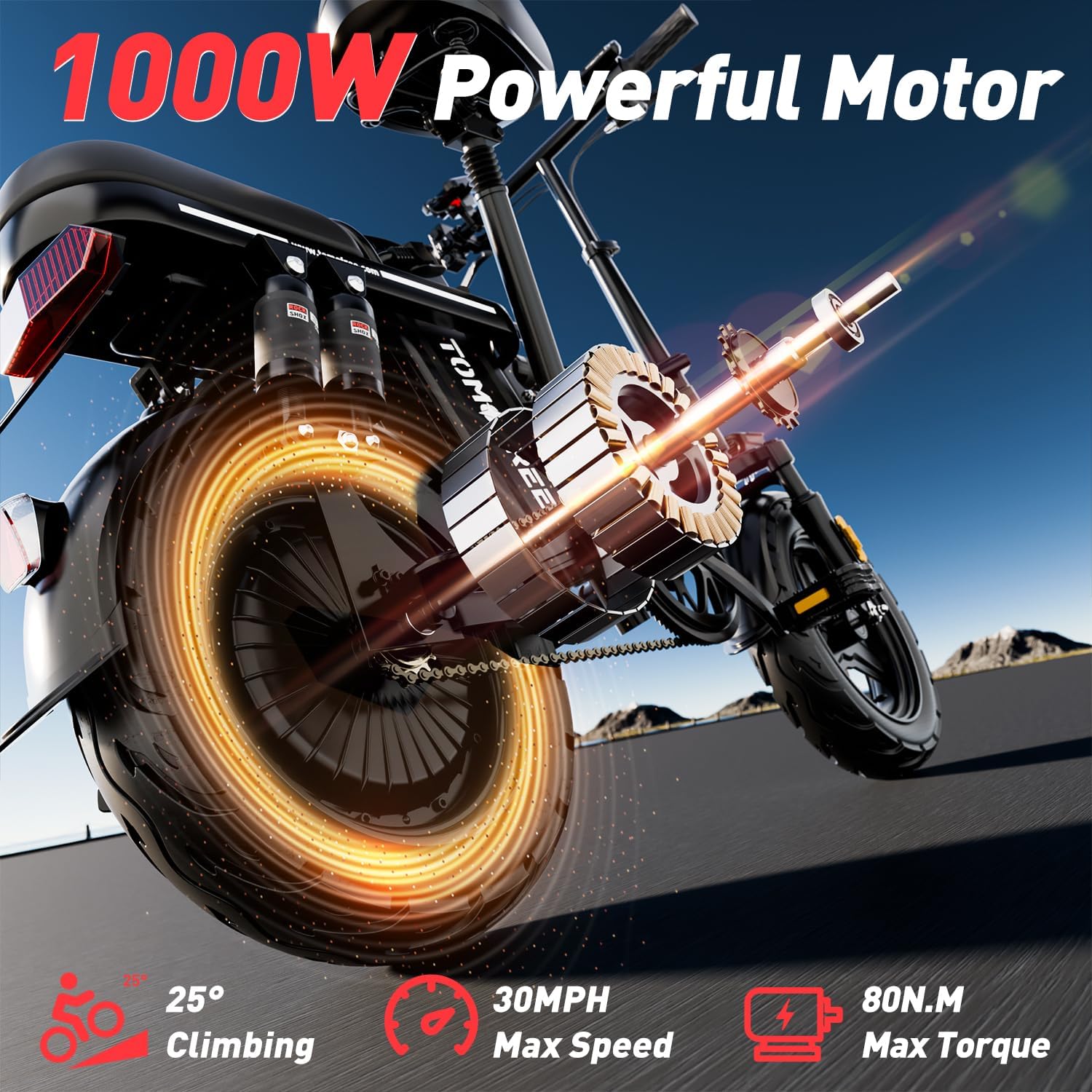 Electric Bike 14" Electric Bike for Adults, Folding Electric Commuting Bike with 1000W Brushless Motor, 48V 20Ah Removable Battery, 25MPH