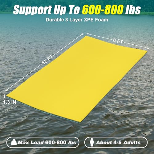Lily Pad Floating Mat, 7/8/10/12/18x6FT, 6/9x3FT Floating Water Mat for The Lake and Boating