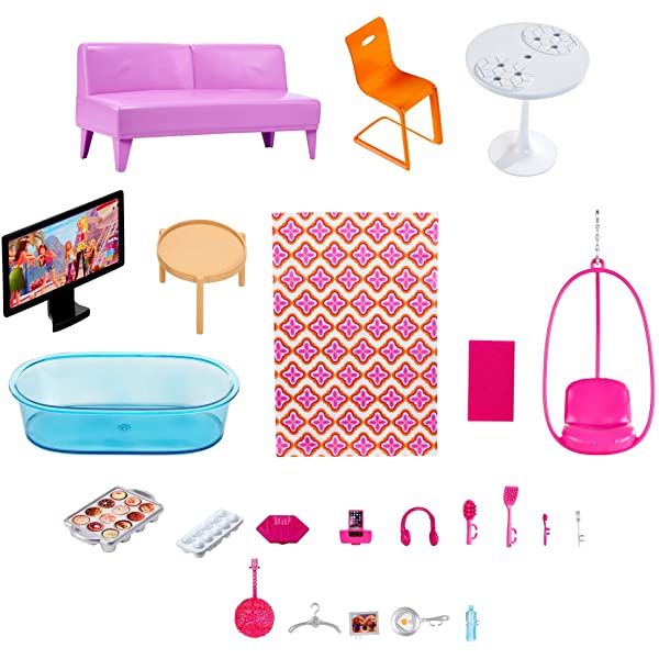 Barbie 3-Story House with Pop-Up Umbrella, [Amazon Exclusive] Townhome