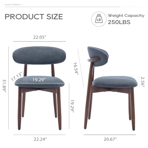COLAMY Wooden Dining Chairs Set of 4, Modern Fabric Upholstered Dining Room Chair, Farmhouse Kitchen Chairs with Foot Pegs, Green