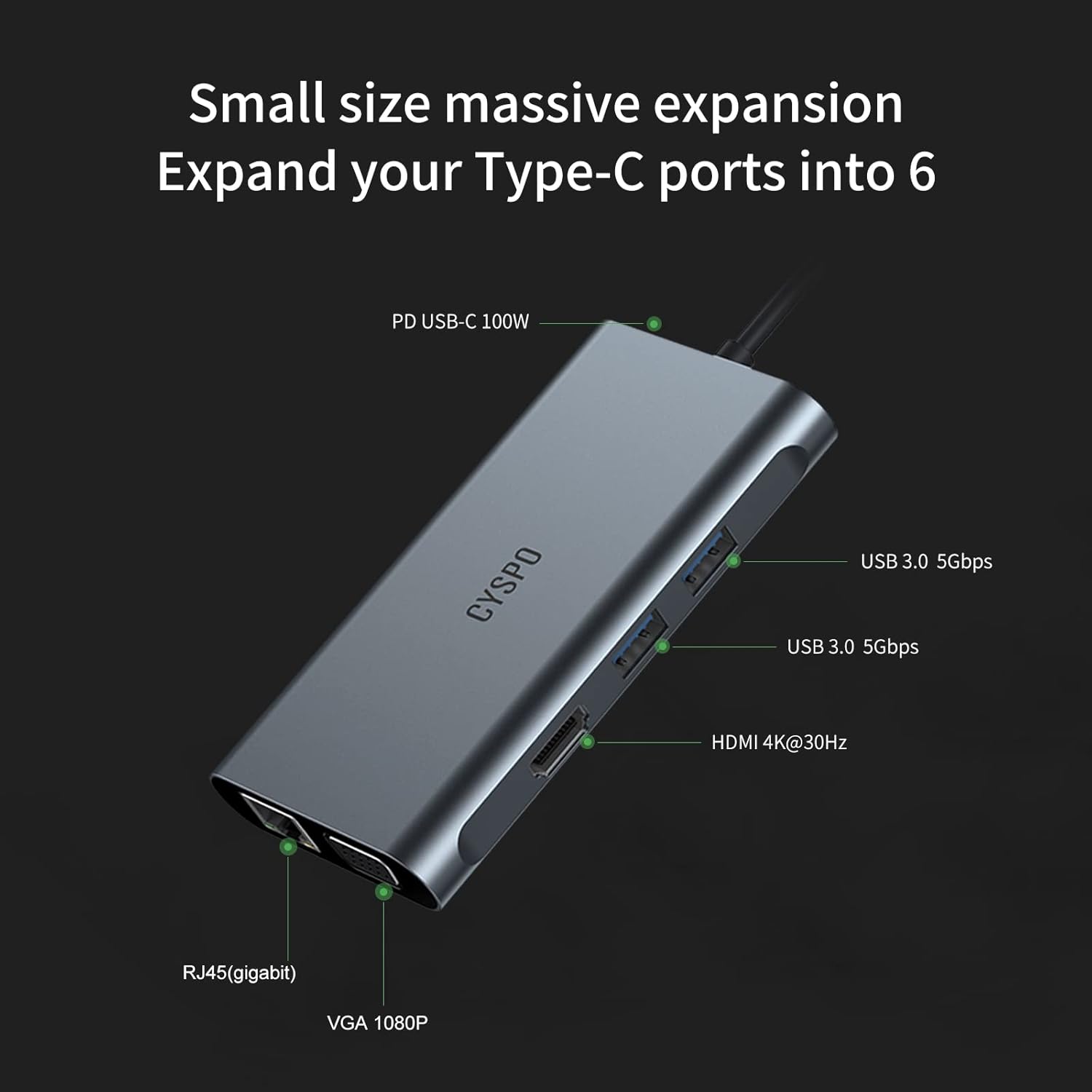 9-in-1 USB-C Hub Multiport Adapter, Docking Station with Dual Display 4K HDMI, VGA, 100W Power Delivery, 3 USB 3.0, Ethernet, TF/SD Card Reader