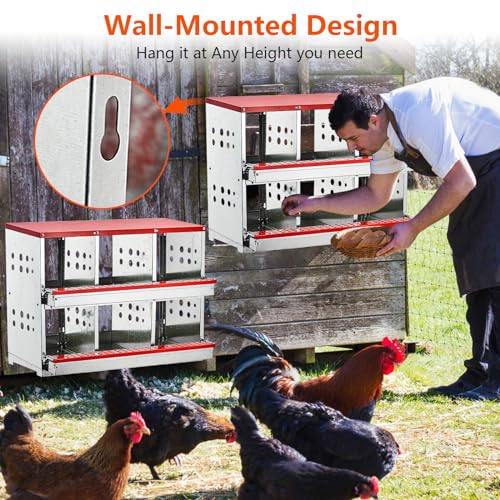 Nesting Boxes for Chickens, 6 Compartment Roll Out Away Chicken Nesting Boxes for Laying Eggs, Nesting Gift Boxes for Hens Duck Poultry