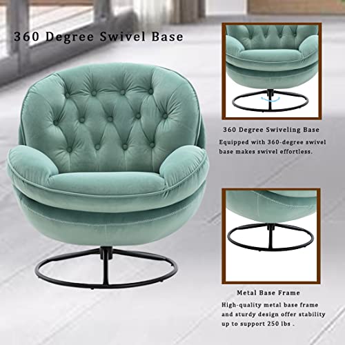 Baysitone Velvet Swivel Accent Chair with Ottoman Set, Modern Lounge Chair with Footrest, Comfy Armchair with 360 Degree Swiveling for Living Room