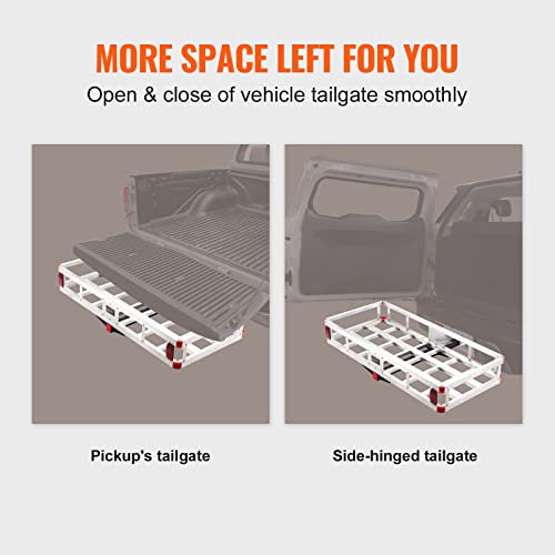VEVOR 50 x 29.5 x 8.7 inch Hitch Cargo Carrier, 500lbs Capacity Trailer Hitch Mounted Cargo Basket, Aluminum Luggage Carrier Rack with Folding Ramp