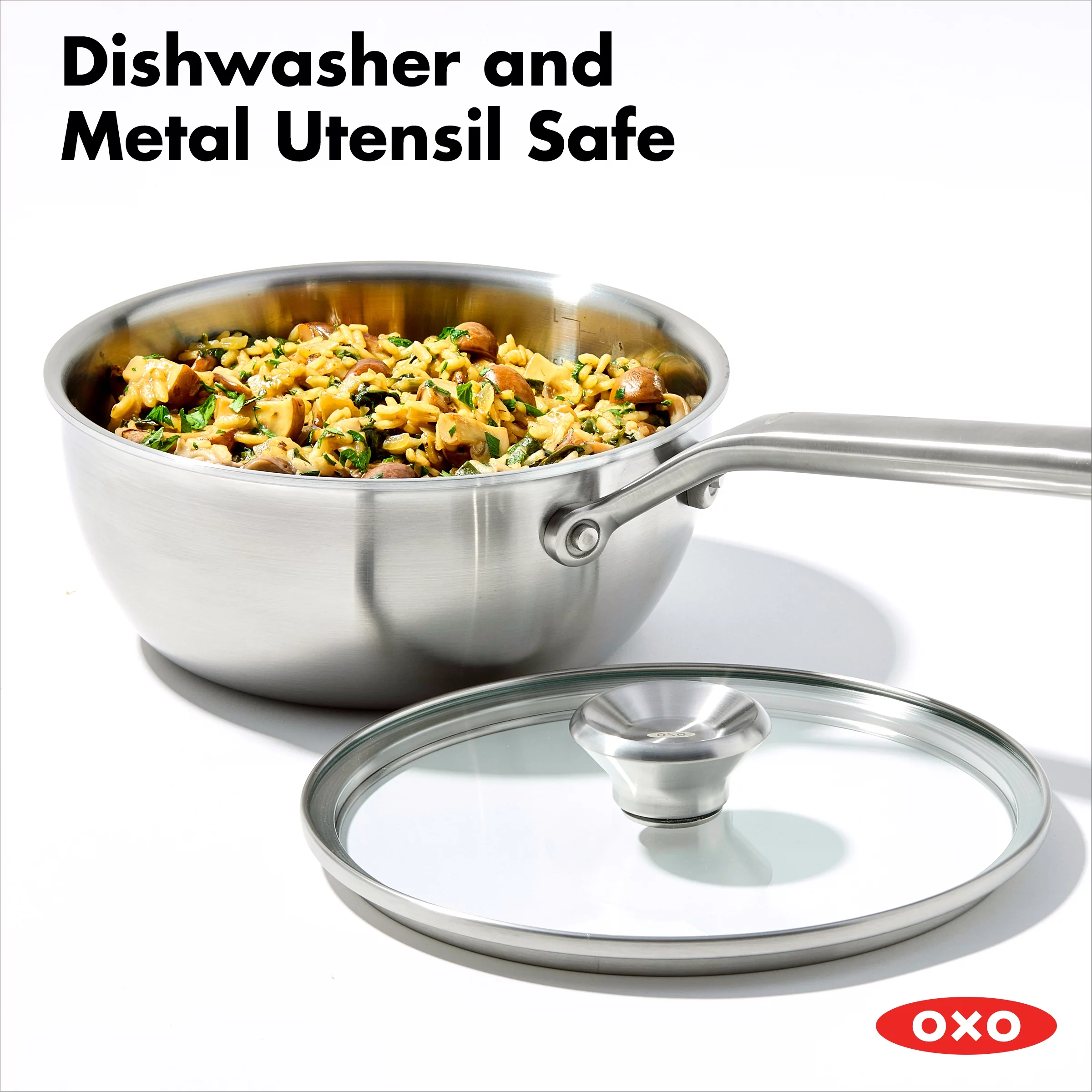 OXO Mira Tri-Ply Stainless Steel 1.5Qt & 3.75Qt Chef's Pan Set