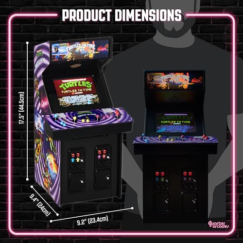 Numskull Quarter Arcades Teenage Mutant Ninja Turtles Collector's Edition Mini Arcade - 1/4 Scale Authentic Wooden Replica, Original ROM