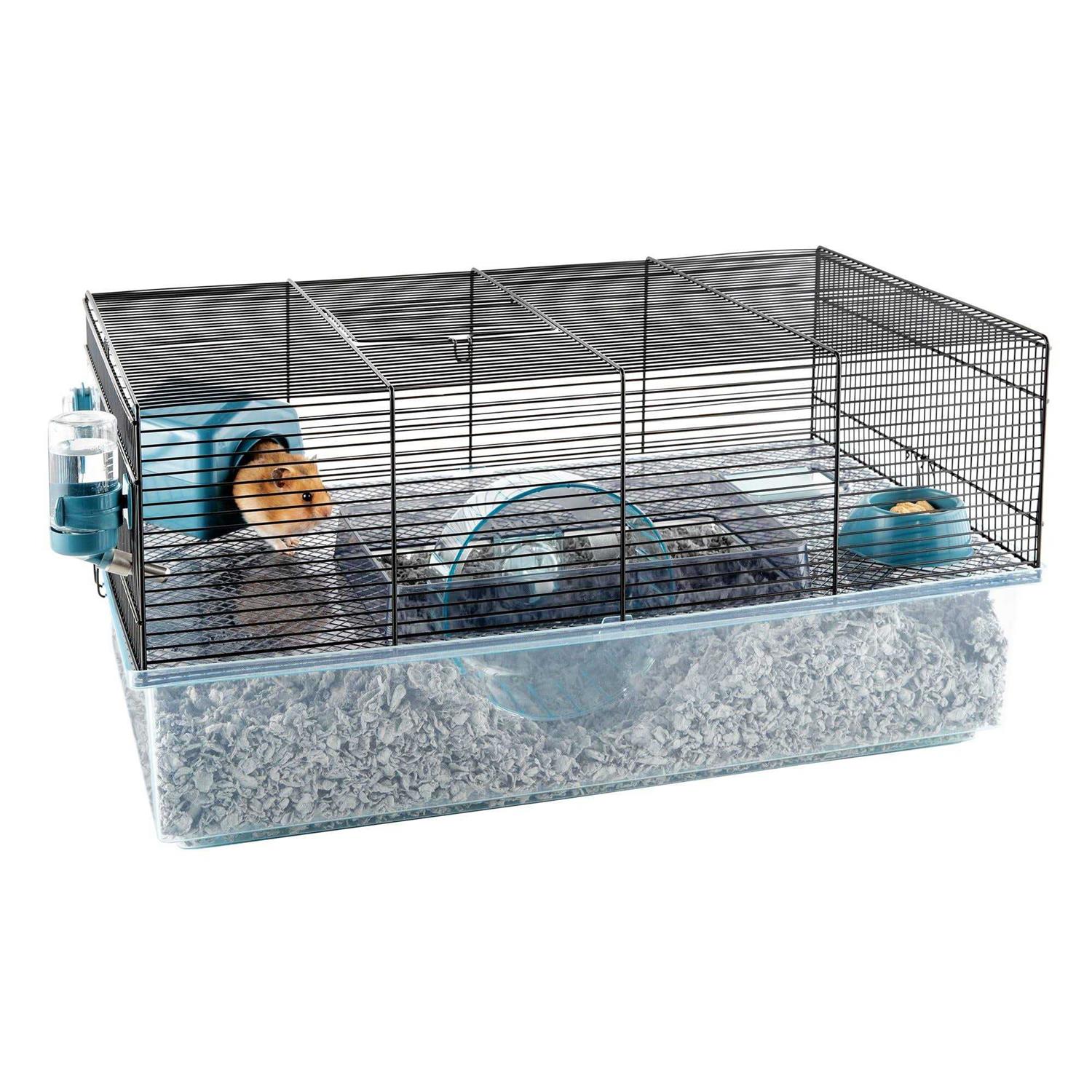 Full Cheeks Hamster Habitat Includes Cage, Wheel, Hideaway, Bottle, Bowl, Ramp, and Shelf - Pet Supplies online store