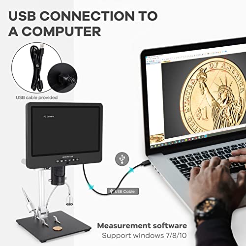 Andonstar AD249S-M 10.1 Inch HDMI Digital Microscope 2000x for Adults, 3 Lens 2160P UHD Video Record, Soldering Microscope for Electronics Repair
