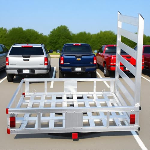 800 Lbs Hitch Cargo Carrier with Ramp, 50 X 28.3 X 5 in Trailer Hitch Cargo Carrier, Hitch Mount Cargo Carrier for SUV, Pickup, Sedan