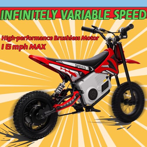 KerryYoo 36V 350W C11 Electric Dirt Bike for Kids 8-14, Up to 16MPH Off-Road Electric Motorcycle with Explosion-Proof Tires, Twist Grip Throttle