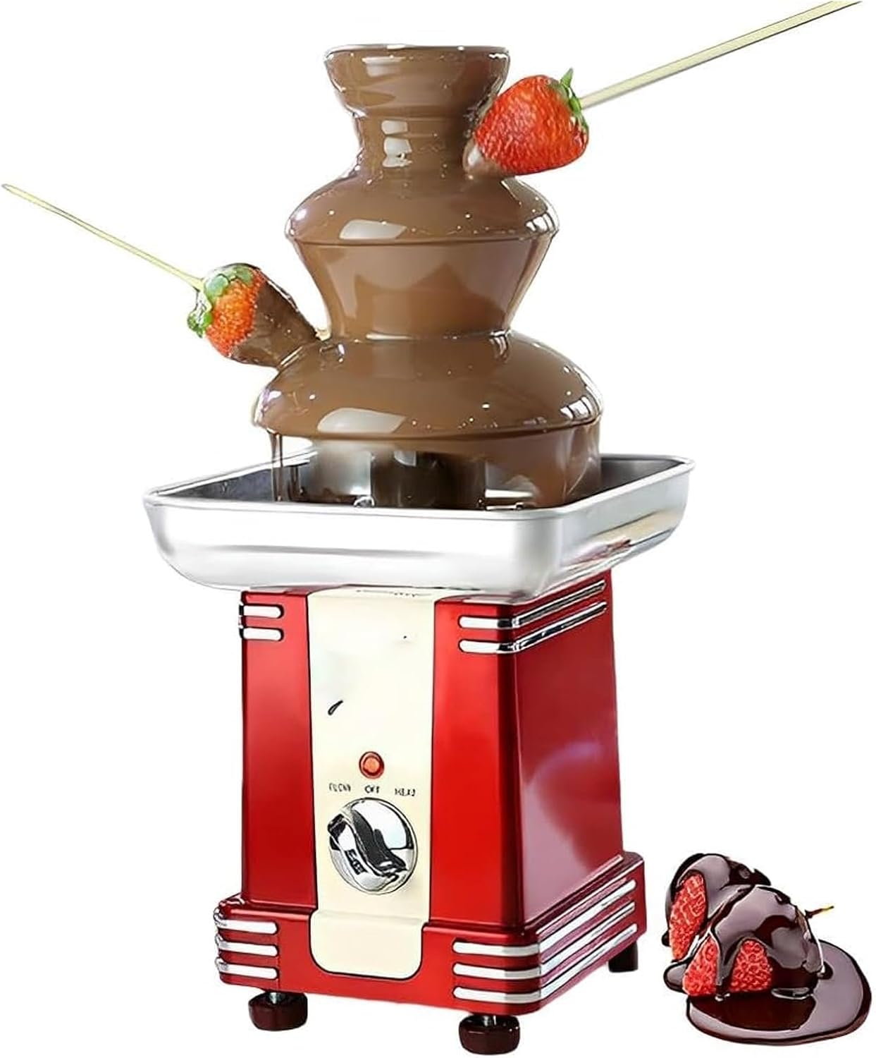 80W Electric Chocolate Fountain, 3 Tier Cascading Fondue Set with Hot Melting Pot Base