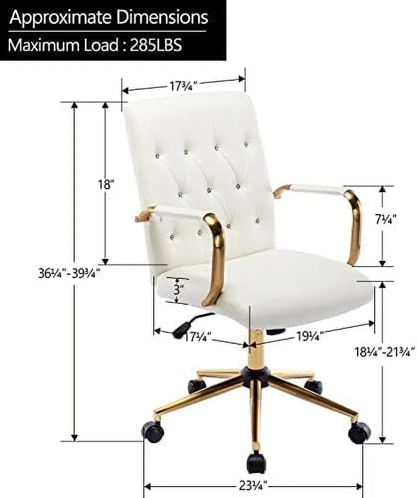 Duhome PU Leather Home Office Desk Chairs, Modern Task Chair With Wheels For Office, Swivel Adjustable Computer Chair With Armrest And Base White