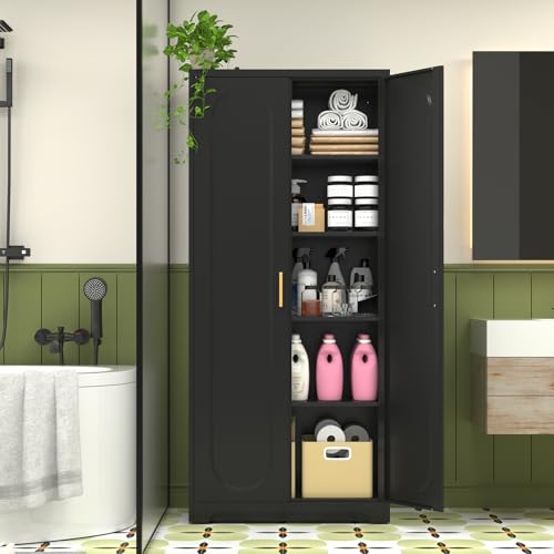 Metal Storage Cabinet with Doors and Shelves, 71 Inch Tall Kitchen Pantry Cabinet, Pantry Cabinets for Kitchen Storage